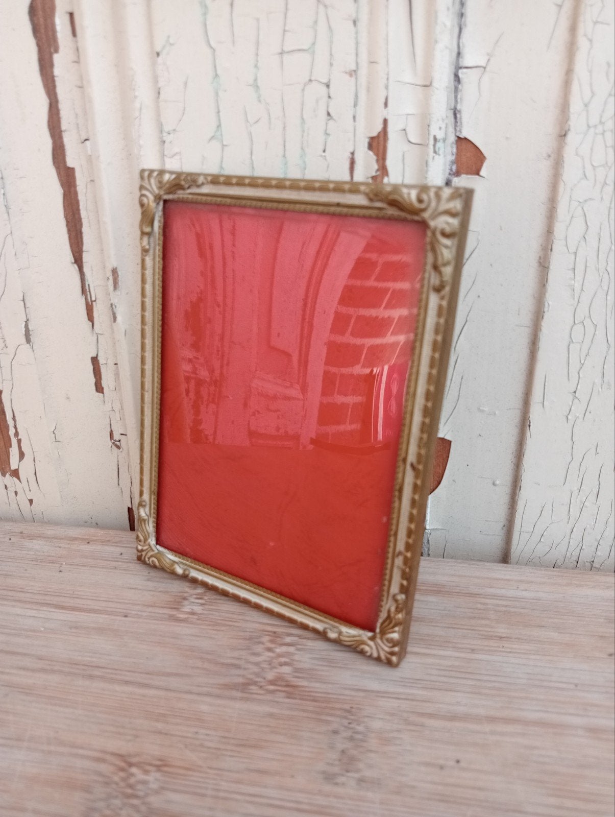 Antieke fotolijst met bol glas, Overige materialen, Gebruikt, Ophalen of Verzenden, Fotolijst