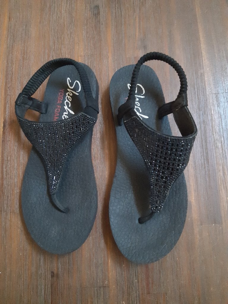 SKECHERS DAMES SANDALEN.  MAAT 38, Skechers, Zwart, Zo goed als nieuw, Sandalen of Muiltjes
