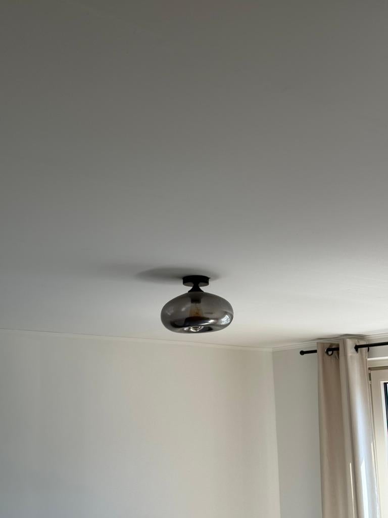 Moderne Glazen lamp met smoke glas 2st, Huis en Inrichting, Ophalen of Verzenden, Zo goed als nieuw, Glas