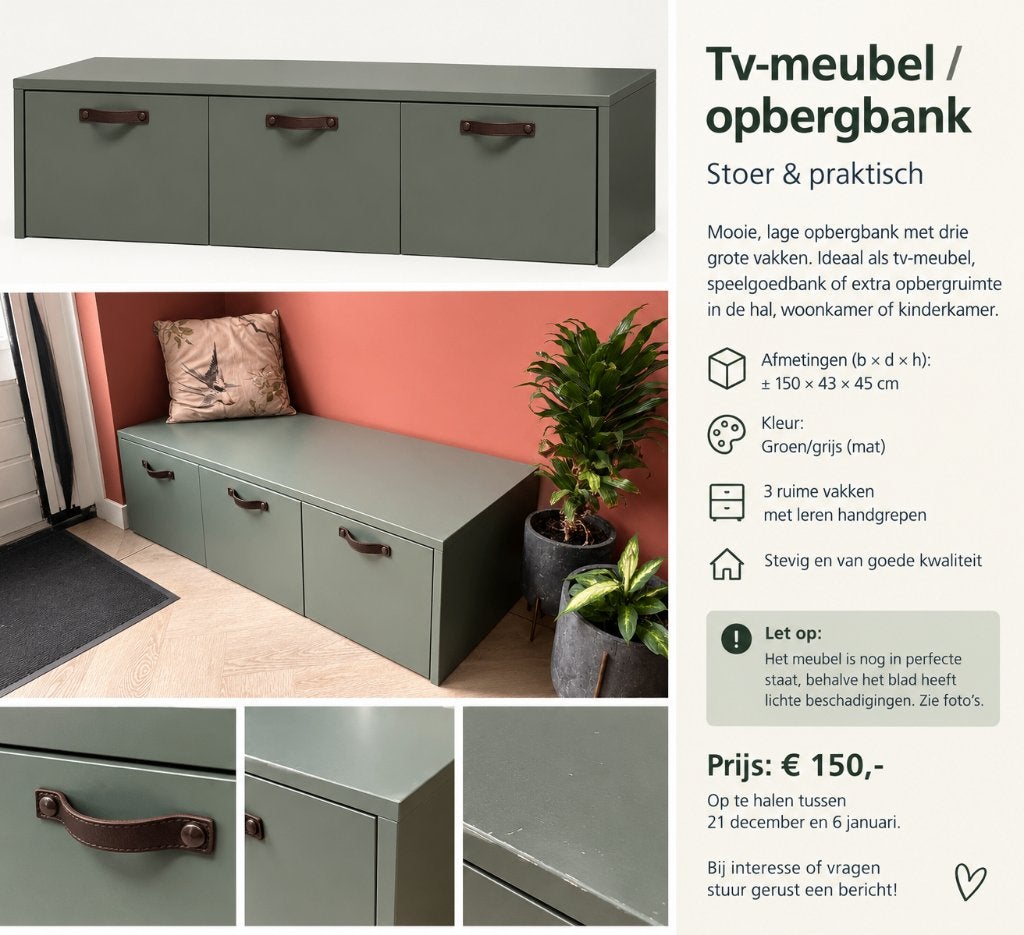 vtwonen Stage Kistbank excl Kussen - 36x120x50, Ophalen, Gebruikt