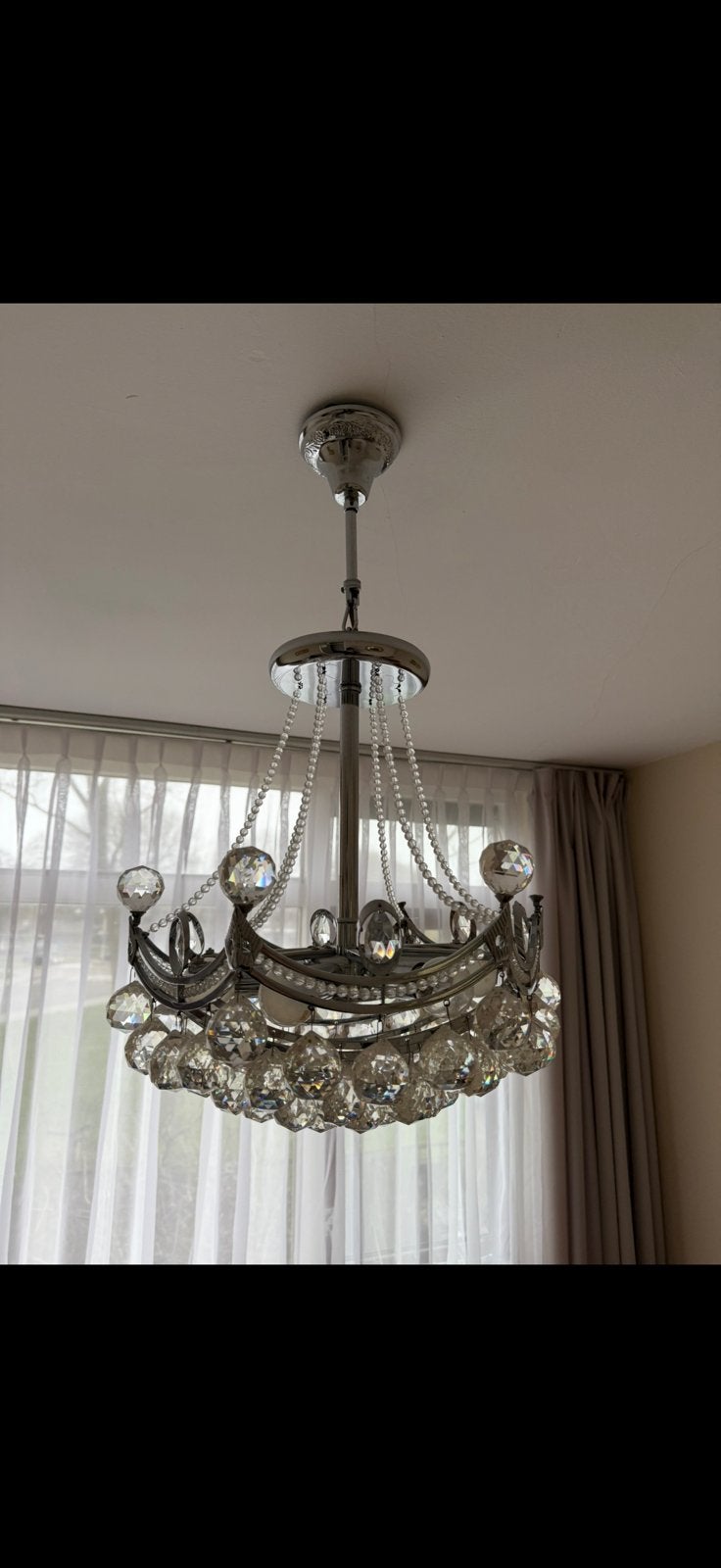 Mooie Hanglamp cristal glas ballen, Ophalen, Zo goed als nieuw, Glas