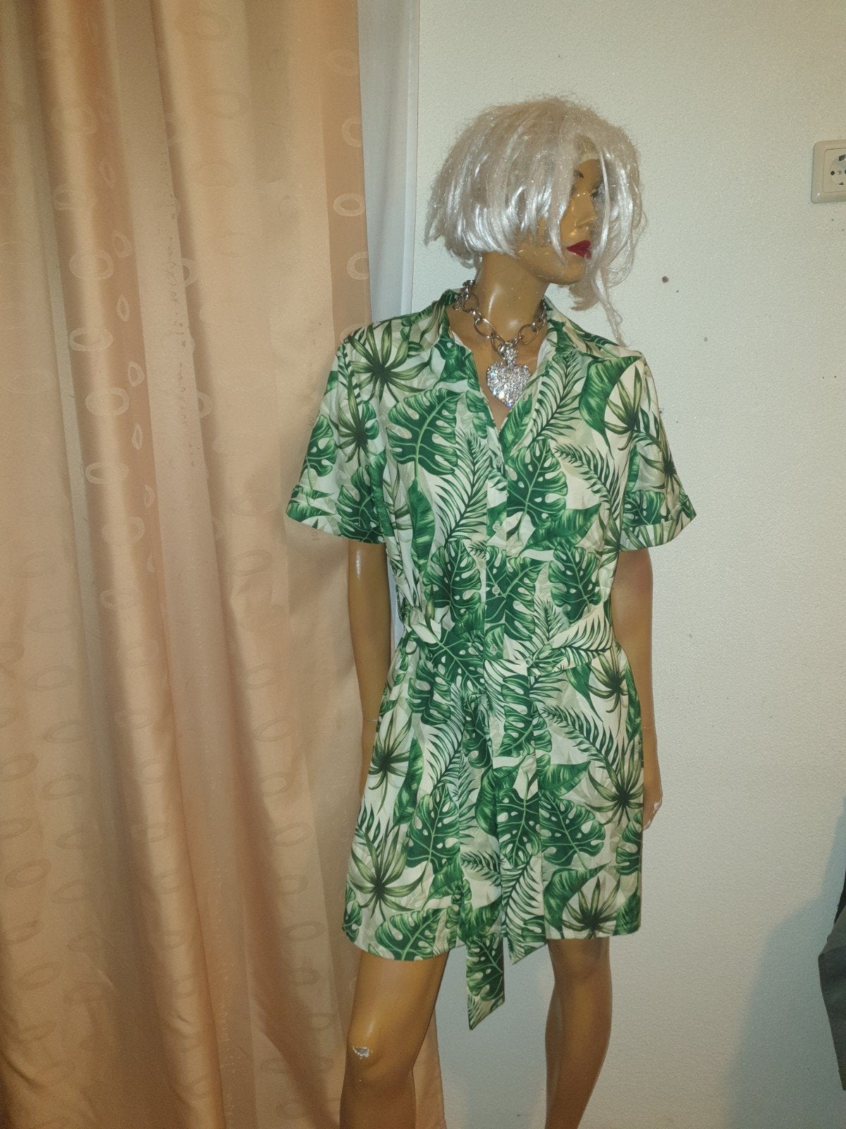 Ydence jurk met tropische print - Maat XL, Maat 46/48 (XL) of groter, Zo goed als nieuw, Boven de knie, Groen