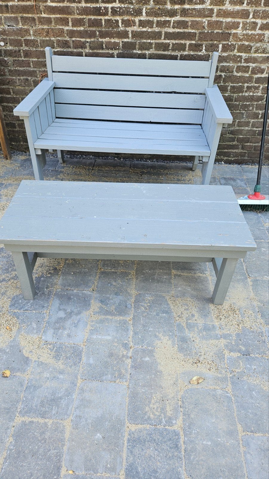 tuinbank met tafel, Tuin en Terras, Ophalen, Gebruikt, Hout