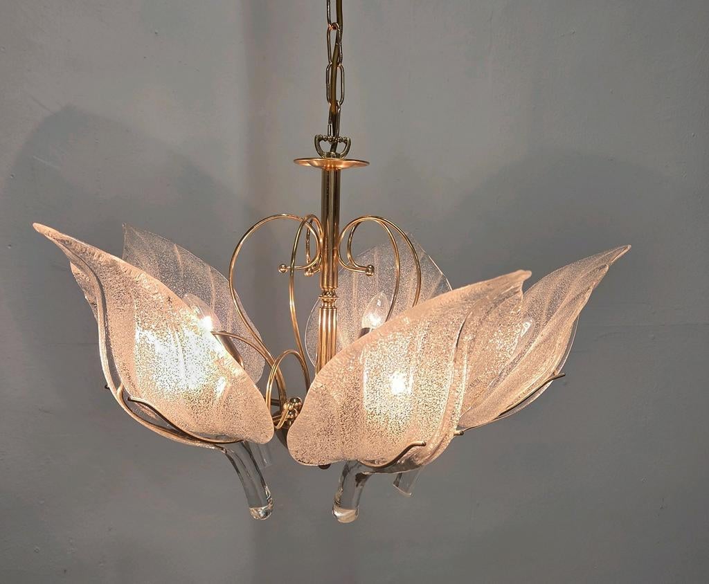Mid Century modern kroonluchter Italië Murano Seguso 70s, Ophalen, Zo goed als nieuw, Glas, Mid Century modern