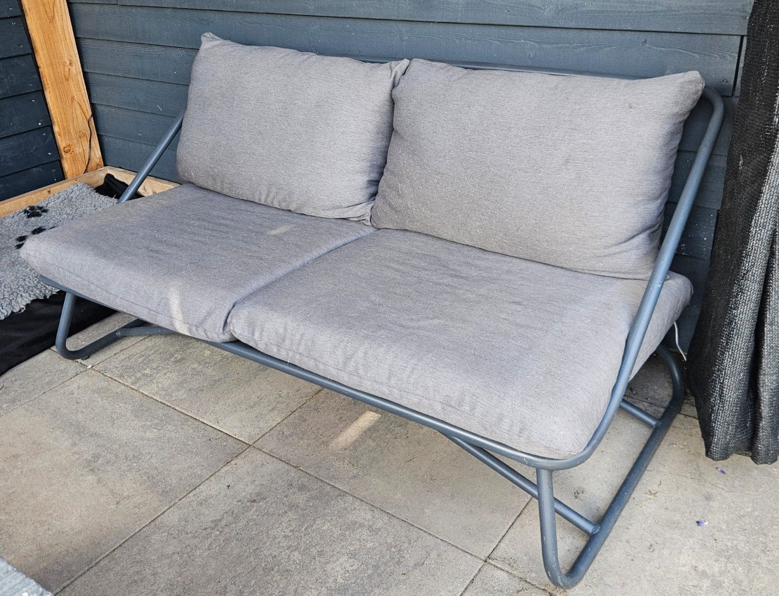Comfortabele loungeset met 2-zitsbank en fauteuils, 4 zitplaatsen, Gebruikt, Aluminium, Ophalen of Verzenden