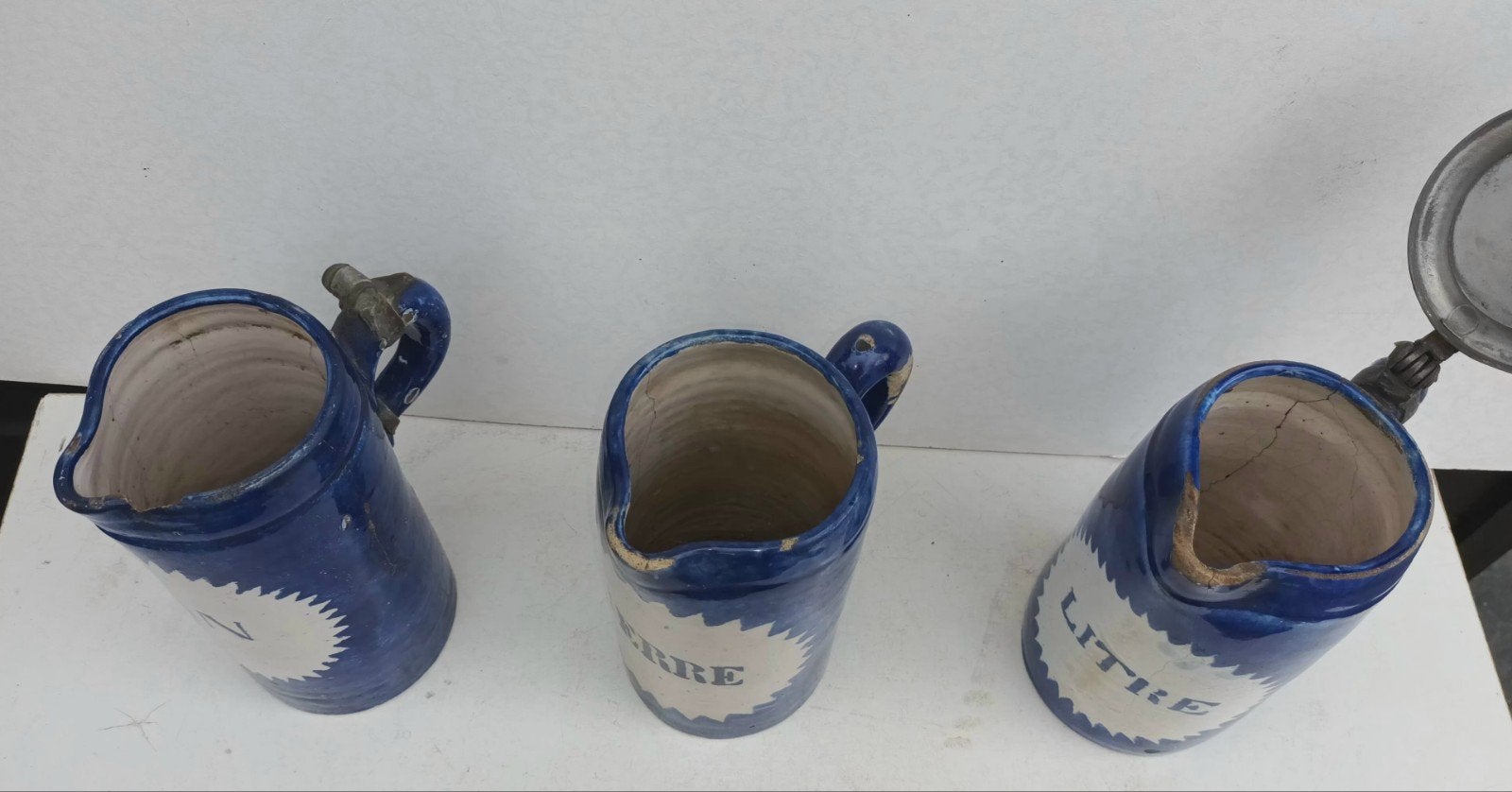 Set van 6 Antieke Blauw-Witte Keramische Kruiken, Ophalen of Verzenden