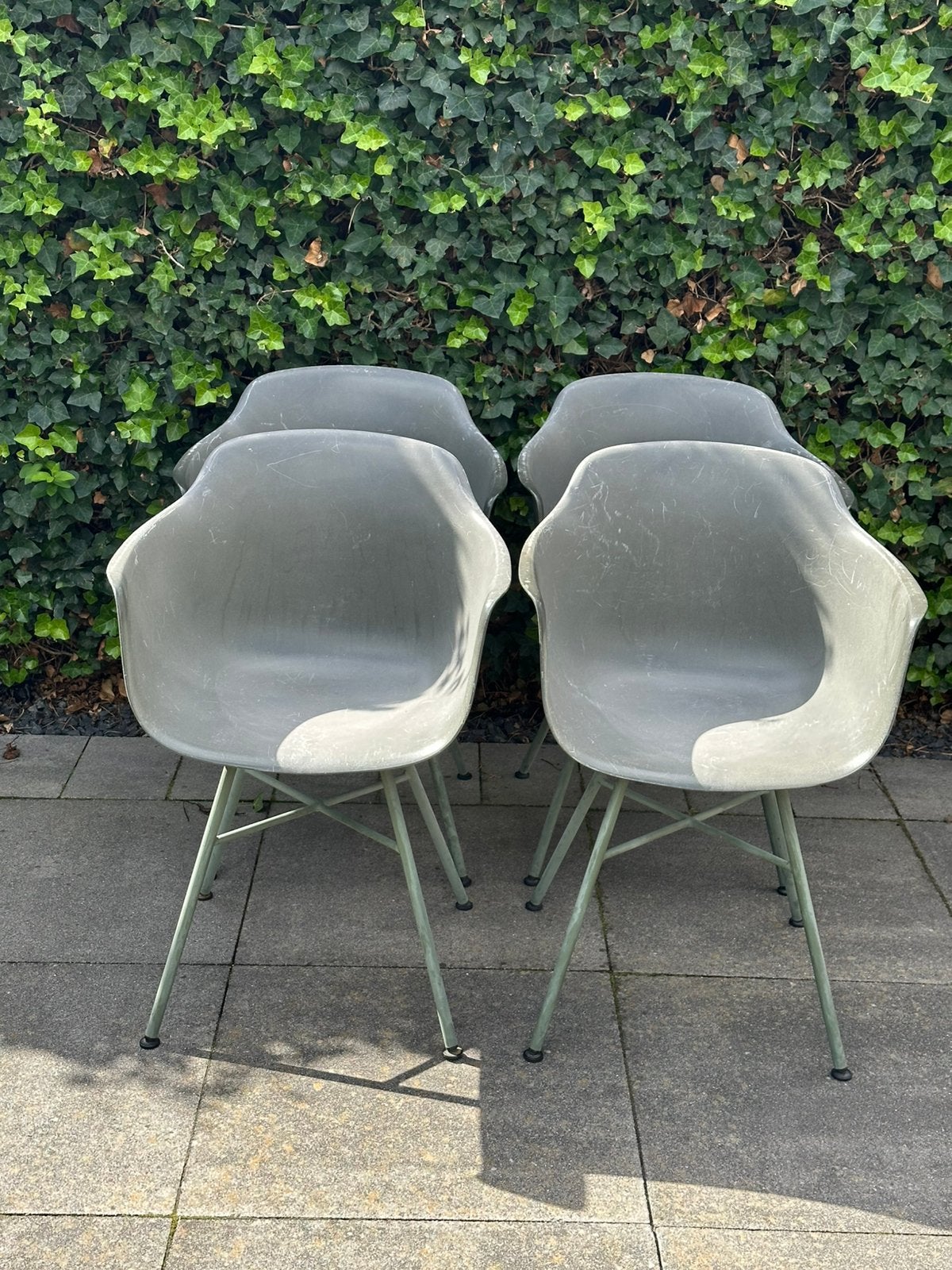 GRATIS afhalen - 4x kuipstoel groen, Ophalen, Gebruikt, Kunststof