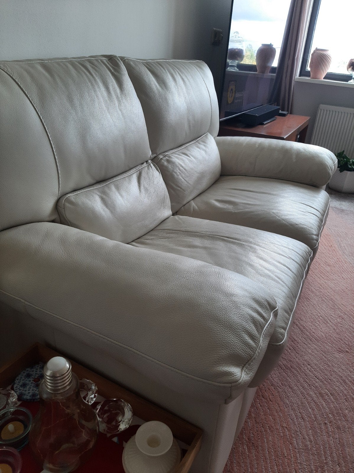 Natuzzi Vera prachtige rundleren bank, Ophalen, Gebruikt, Tweepersoons, Rechte bank