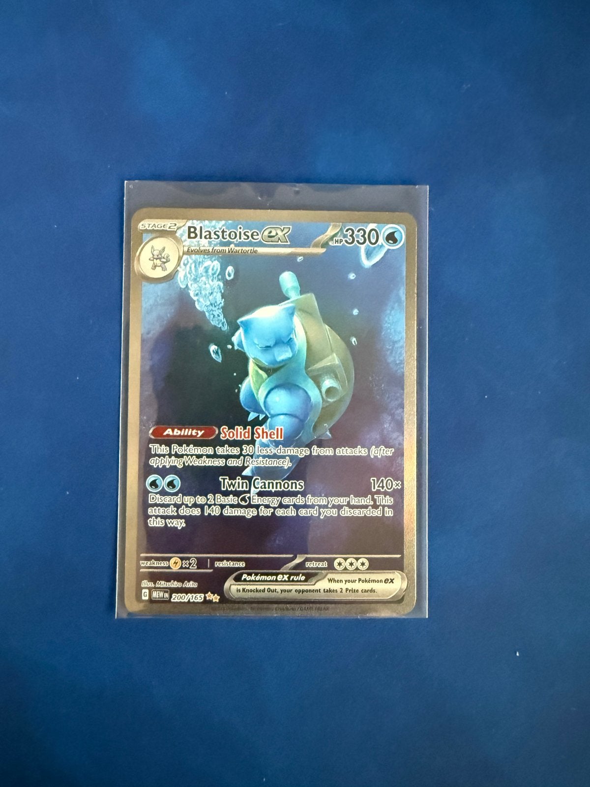 Blastoise EX 200/165 151 Pokémon kaart, Ophalen of Verzenden, Zo goed als nieuw, Losse kaart