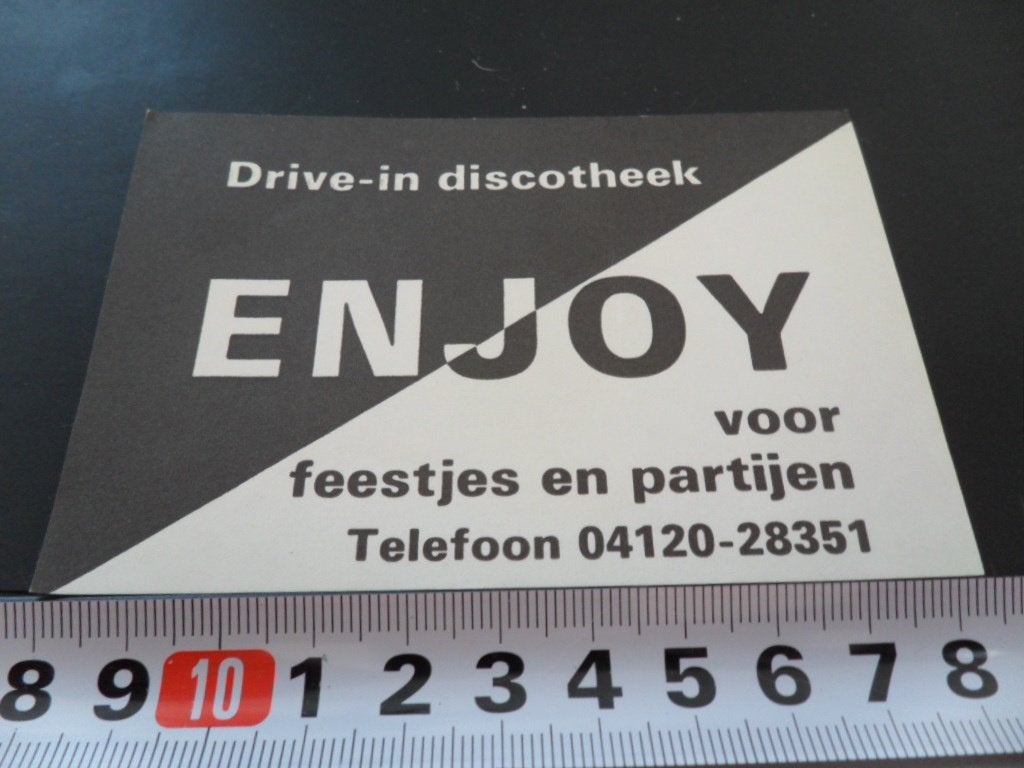 sticker oss drive-in discotheek ENJOY, Ophalen of Verzenden, Zo goed als nieuw