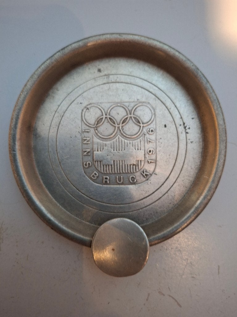 Metalen asbakje Olympische Spelen Innsbruck 1976, Ophalen of Verzenden, Gebruikt, Asbak
