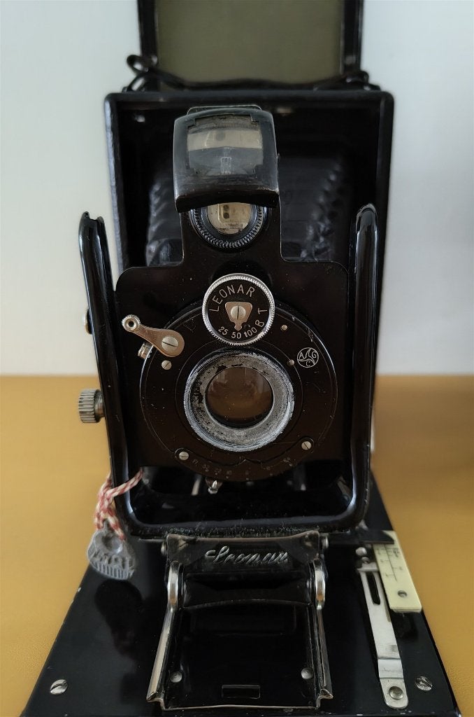 Leonar plattencamera vouwcamera glasplaten ca. 1914 werkend!, Ophalen of Verzenden, Voor 1940, Fototoestel