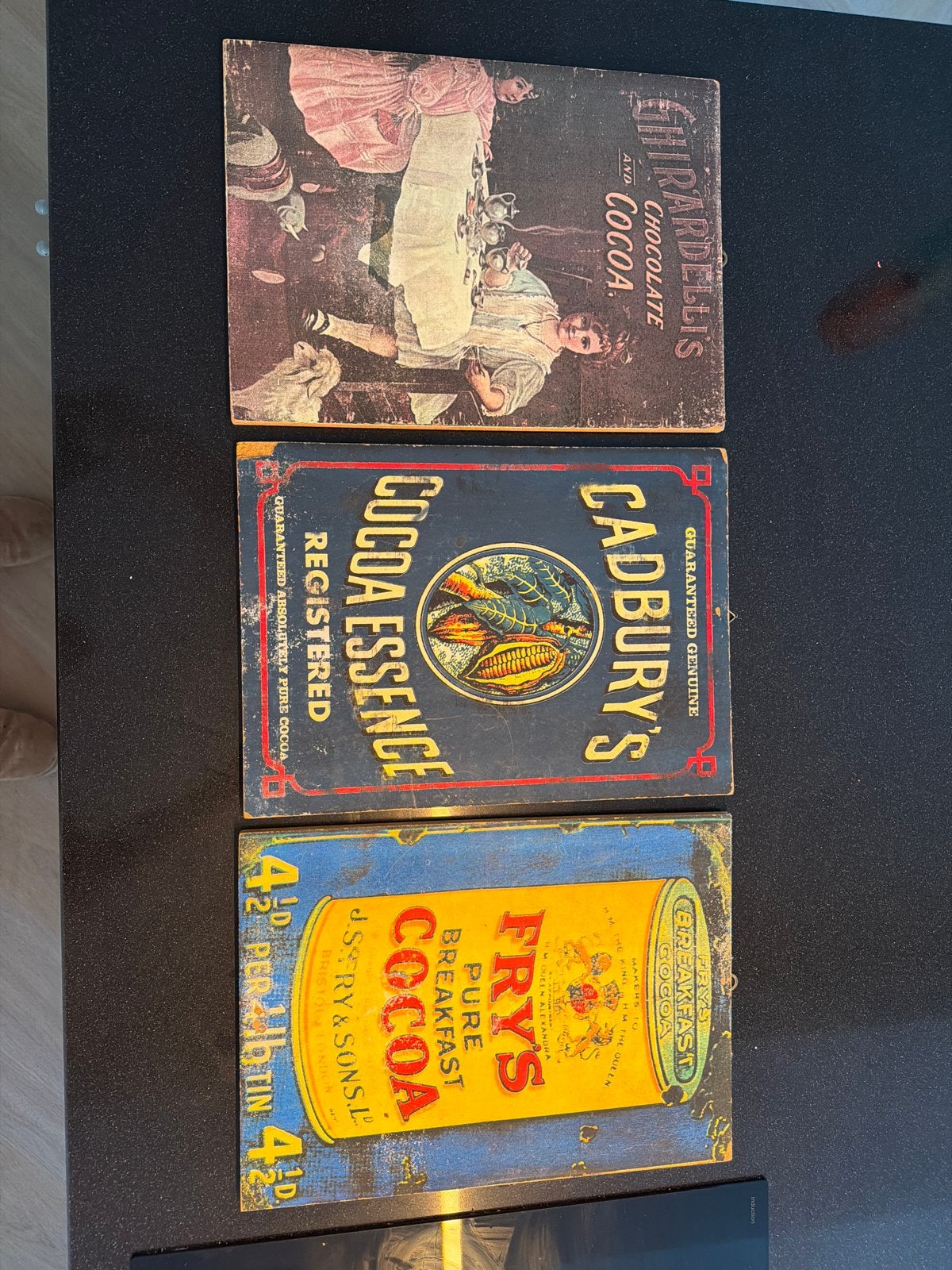 Vintage Reclameborden Cacao/Chocolade - Set van 3, Ophalen of Verzenden
