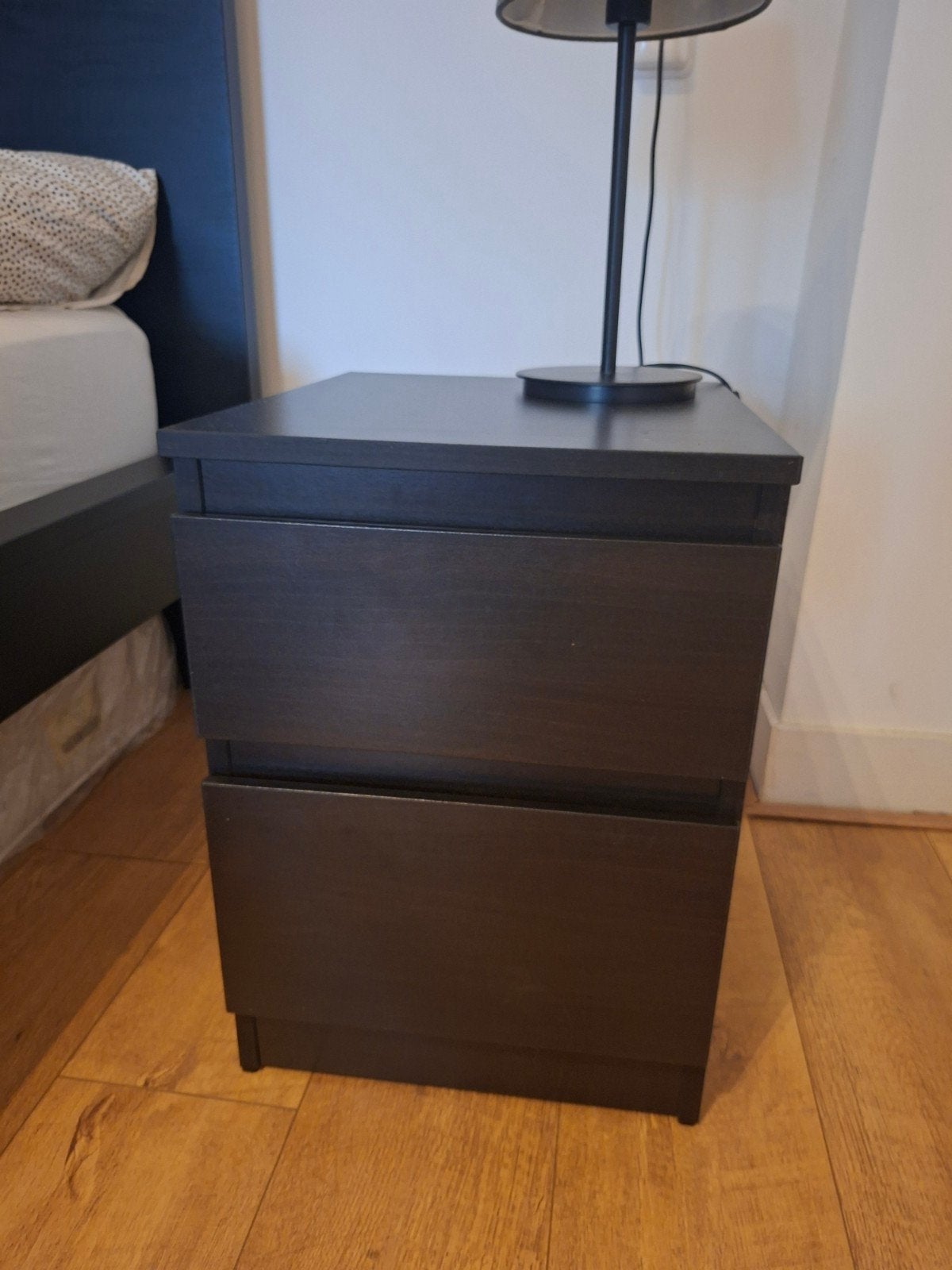 2x Ikea Kullen nachtkastjes zwart (incl lampjes), Huis en Inrichting, Ophalen, Gebruikt, Minder dan 45 cm, Minder dan 55 cm