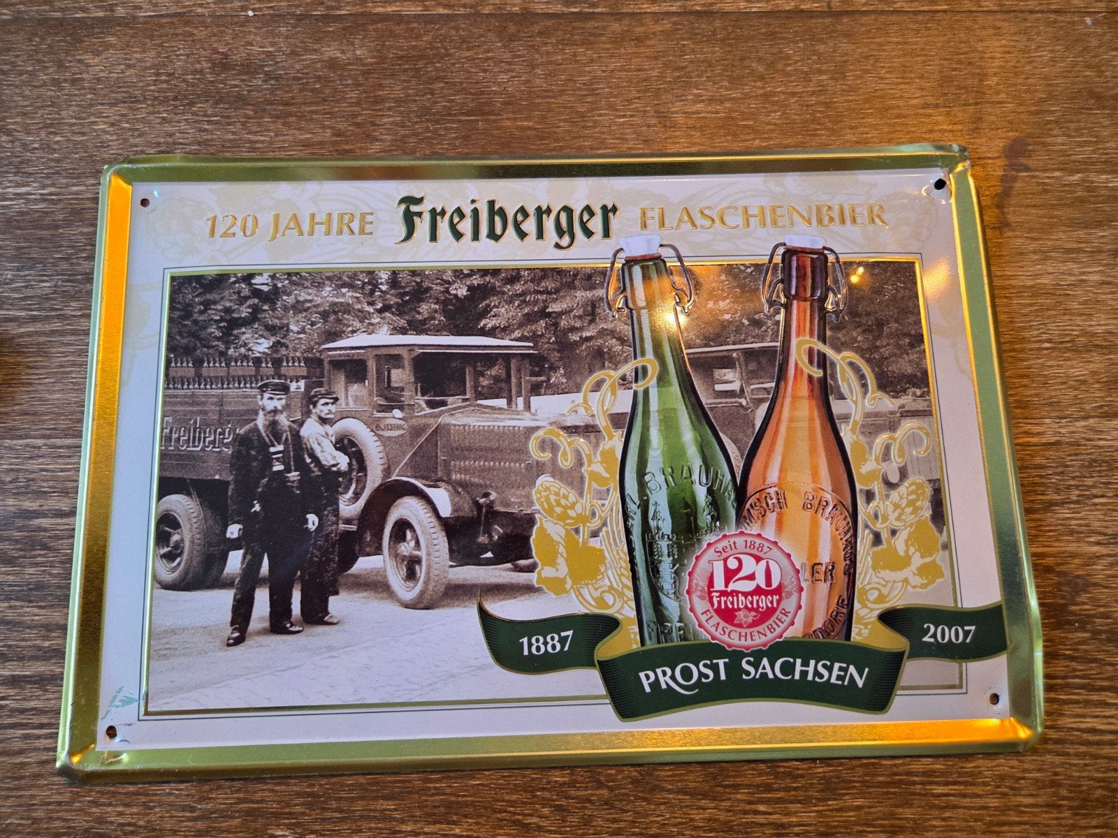 Reclamebord Freiberger Flaschenbier, Ophalen of Verzenden, Gebruikt