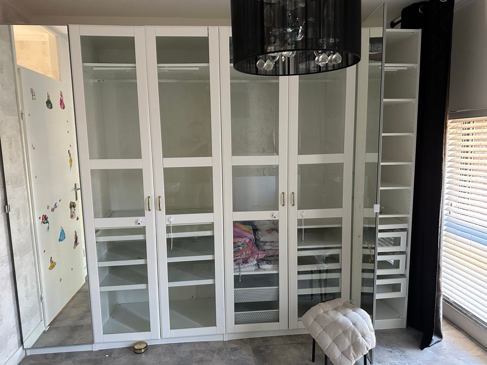 Witte pax kledingkast met glazen deuren - 300x236 cm, Ophalen, Gebruikt, 200 cm of meer, Met lade(s)
