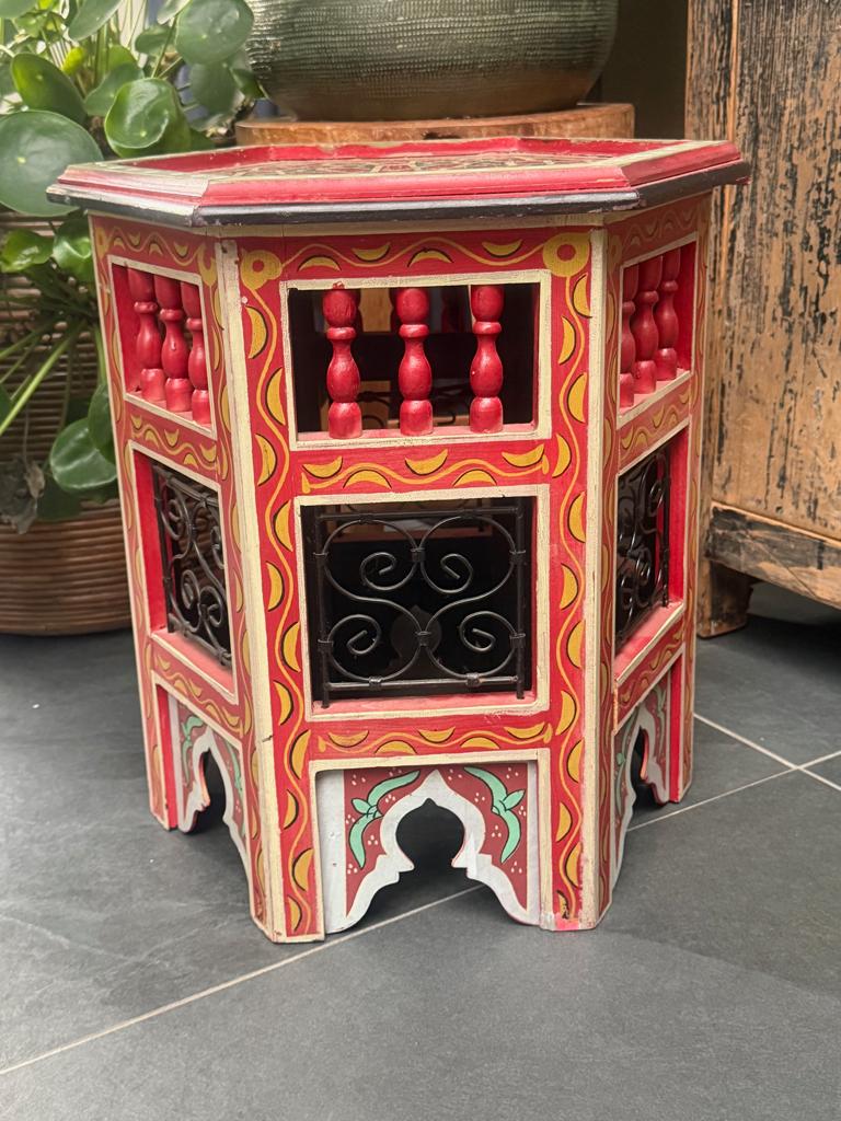 Marokkaans beschilderd plantentafel zuil pilaar arabisch, Verburgt Vintage, Gebruikt, Ophalen of Verzenden, https://verburgtvintage.nl/#contact