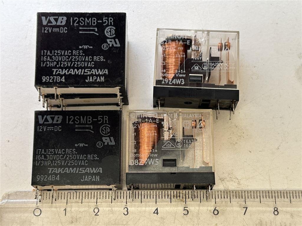 Relais 12V DC 16A 1x maak contact 5 stuks, Ophalen of Verzenden, Gebruikt