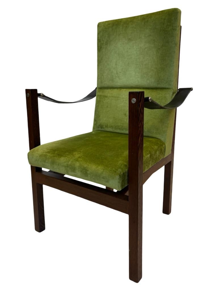 Vintage Fauteuil Massief Wenge Design Jaren 60 Leer Design, Gebruikt, Vintage, 75 tot 100 cm, Leer