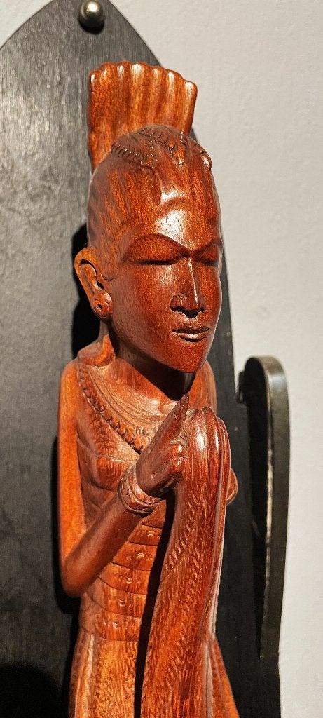 Fraai Balinees oud beeld Saraswati op zwaan of gans ????, Verzenden, Handgemaakt, Beeld, Hout