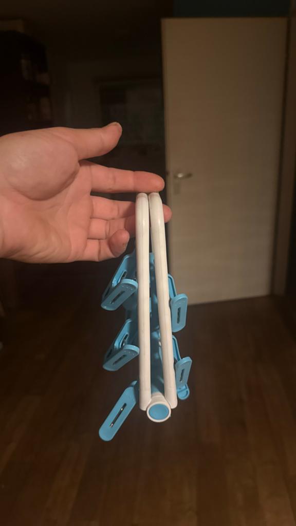 Opvouwbare droogrek met knijpers - 1 knijper mist, Ophalen of Verzenden, Gebruikt, Blauw, Kunststof