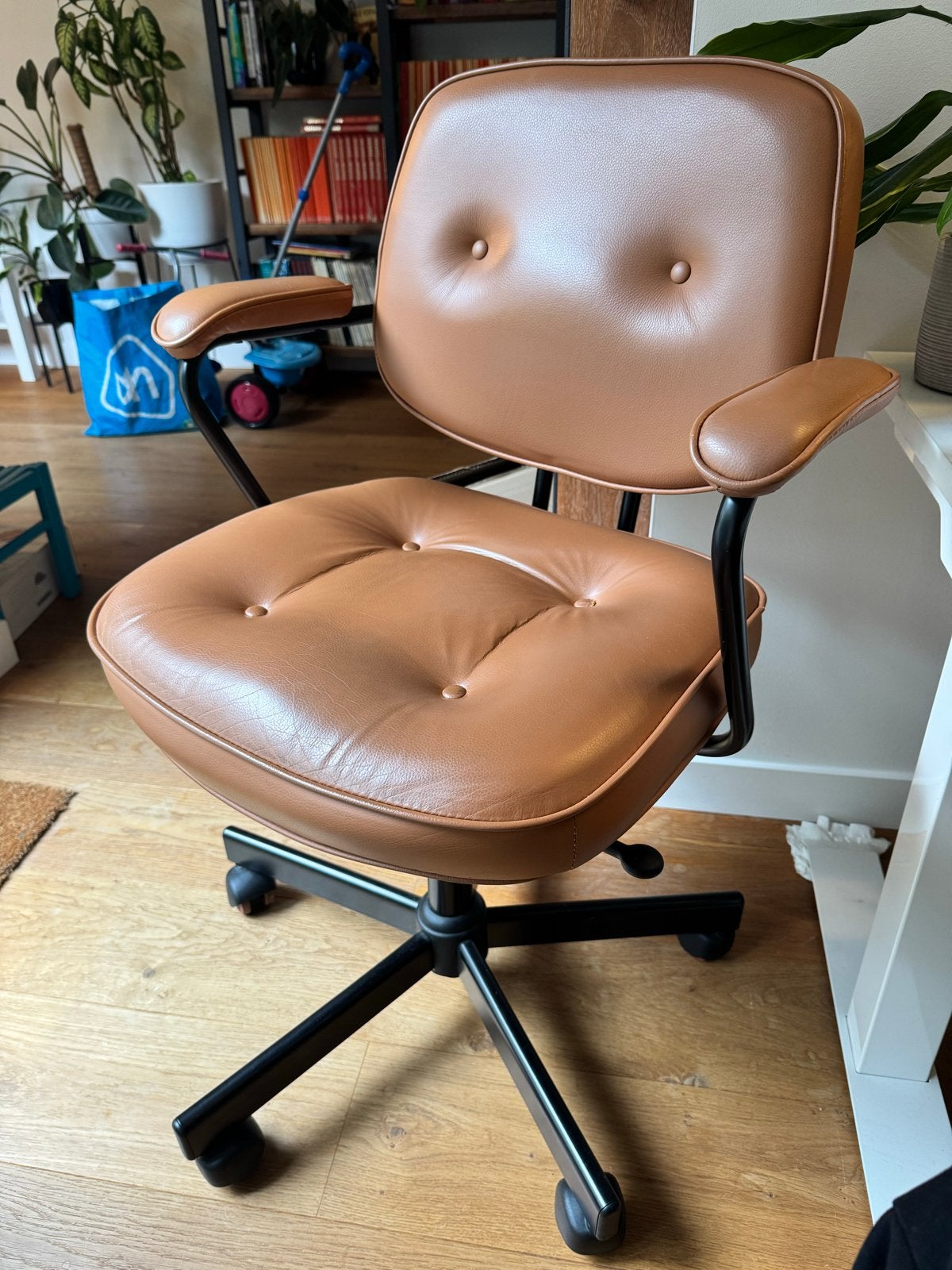 IKEA Alefjall Bureaustoel - Bruin Leer, Ophalen, Gebruikt, Bruin, Bureaustoel