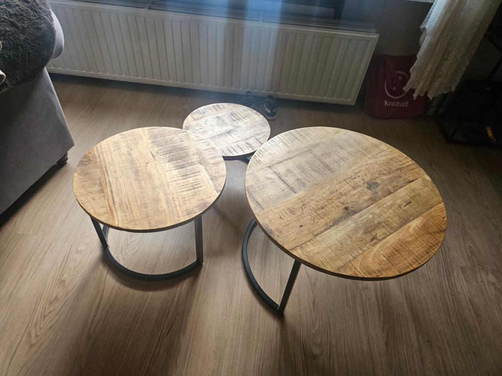 3 ronde salontafel, Huis en Inrichting, Tafels | Salontafels, Ophalen, 50 tot 100 cm, Rond, 50 tot 100 cm