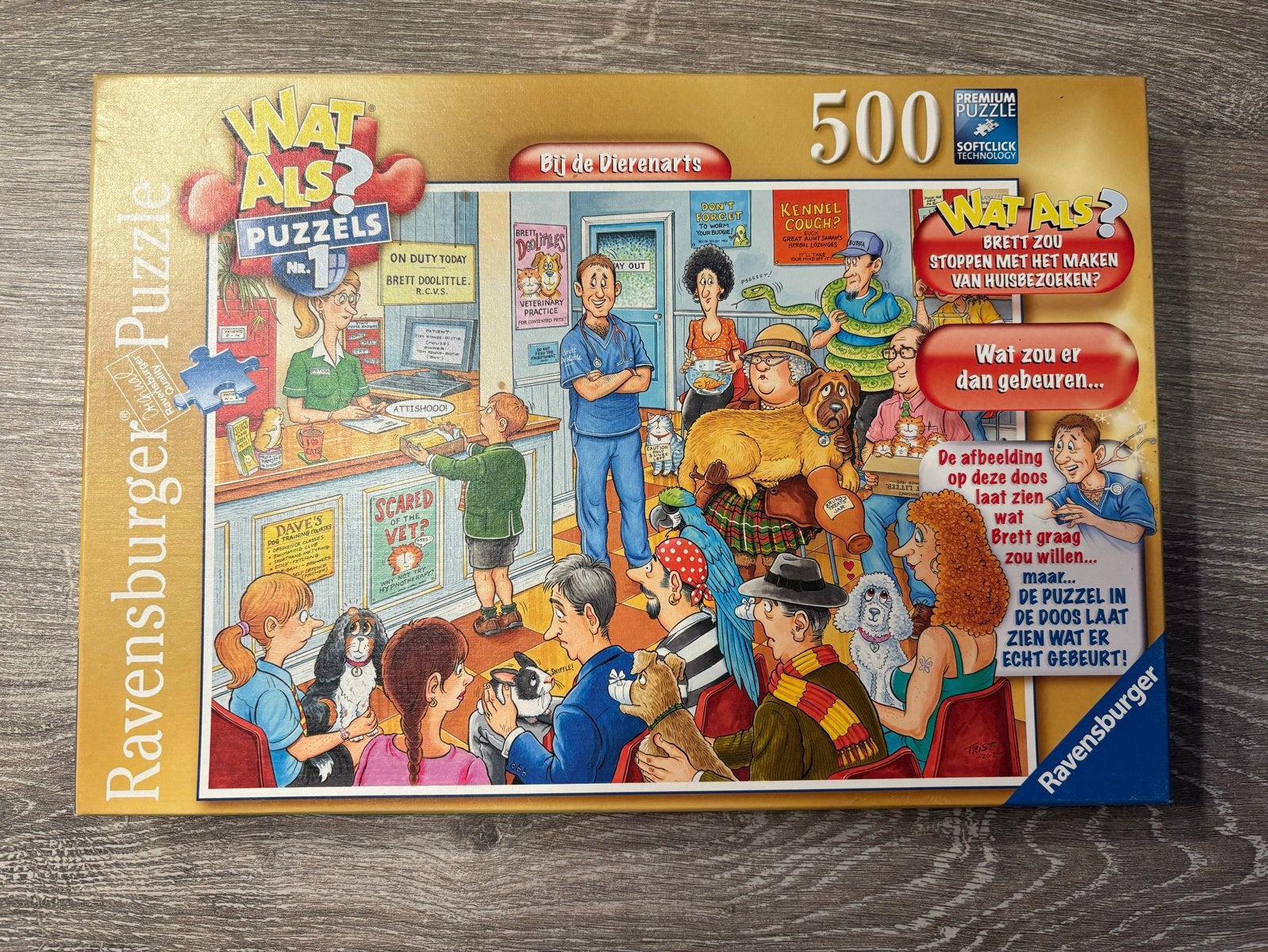 Ravensburger Wat Als? Puzzel No. 1: Bij de dierenarts, Ophalen of Verzenden, 500 t/m 1500 stukjes, Gebruikt, Legpuzzel