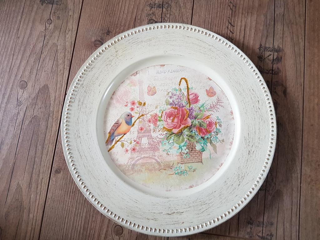 Bord met vogels en bloemen, Ophalen of Verzenden