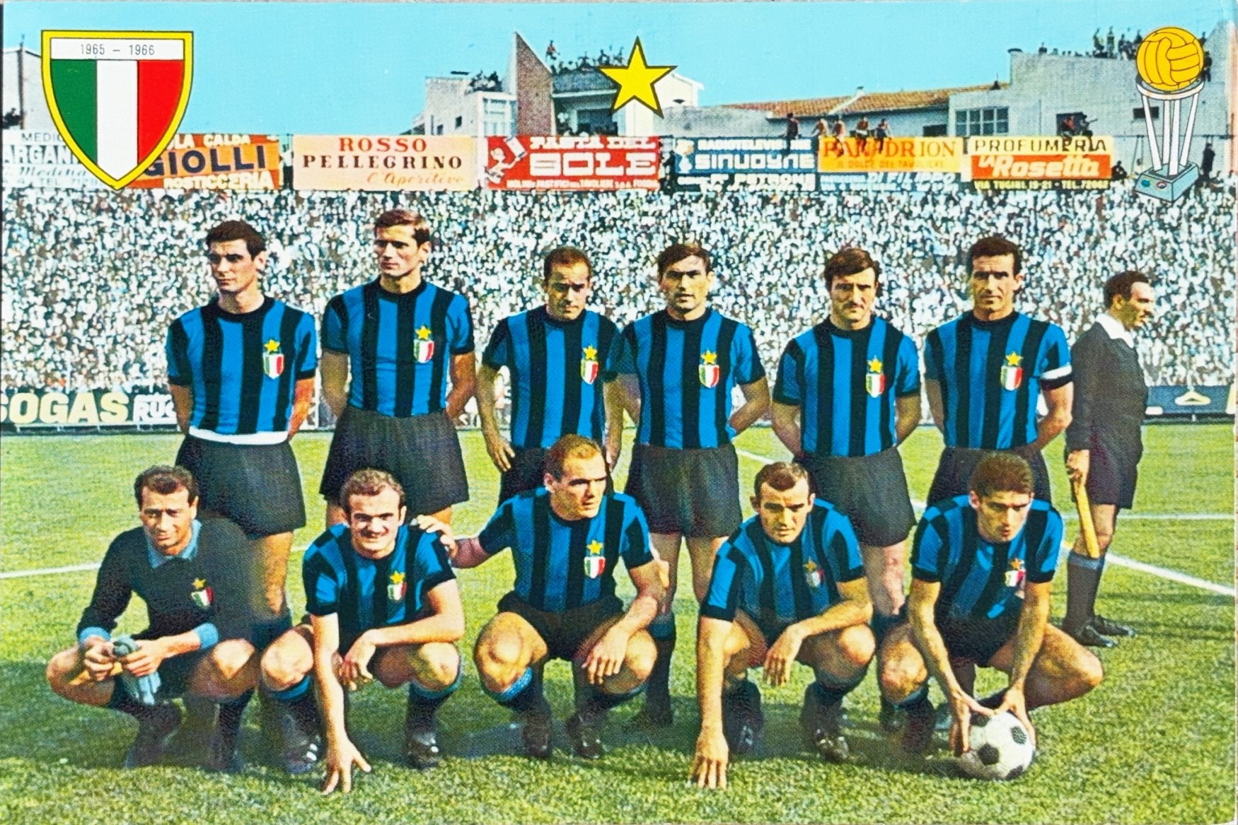 Elftalkaart Internazionale - seizoen 1965/1966 - Inter, Verzamelen, Verzenden, Zo goed als nieuw, Feyenoord, Spelerskaart