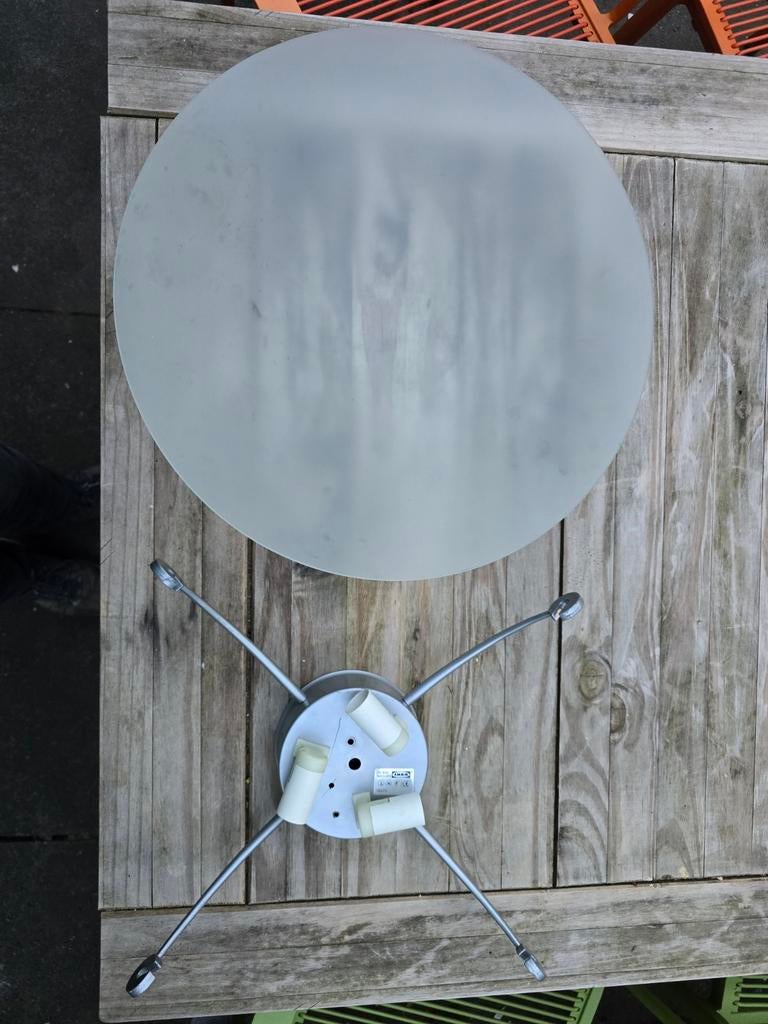 Plafondlamp, glas/metaal, 46 cm doorsnee, Ophalen of Verzenden
