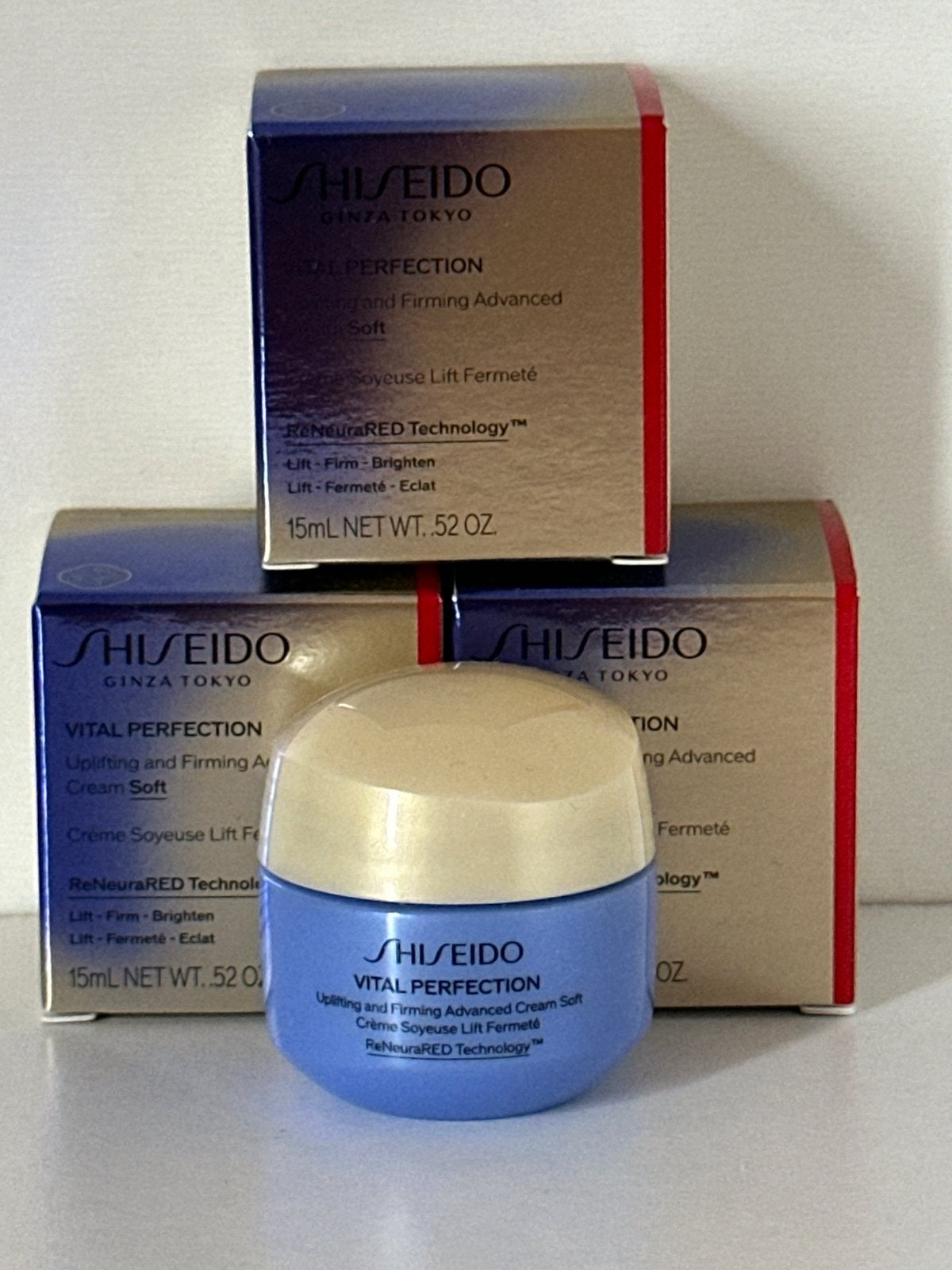 Shiseido Vital Perfection Uplifting/Firming Cream SOFT 15 ml, Ophalen of Verzenden, Nieuw, Gehele gezicht, Verzorging