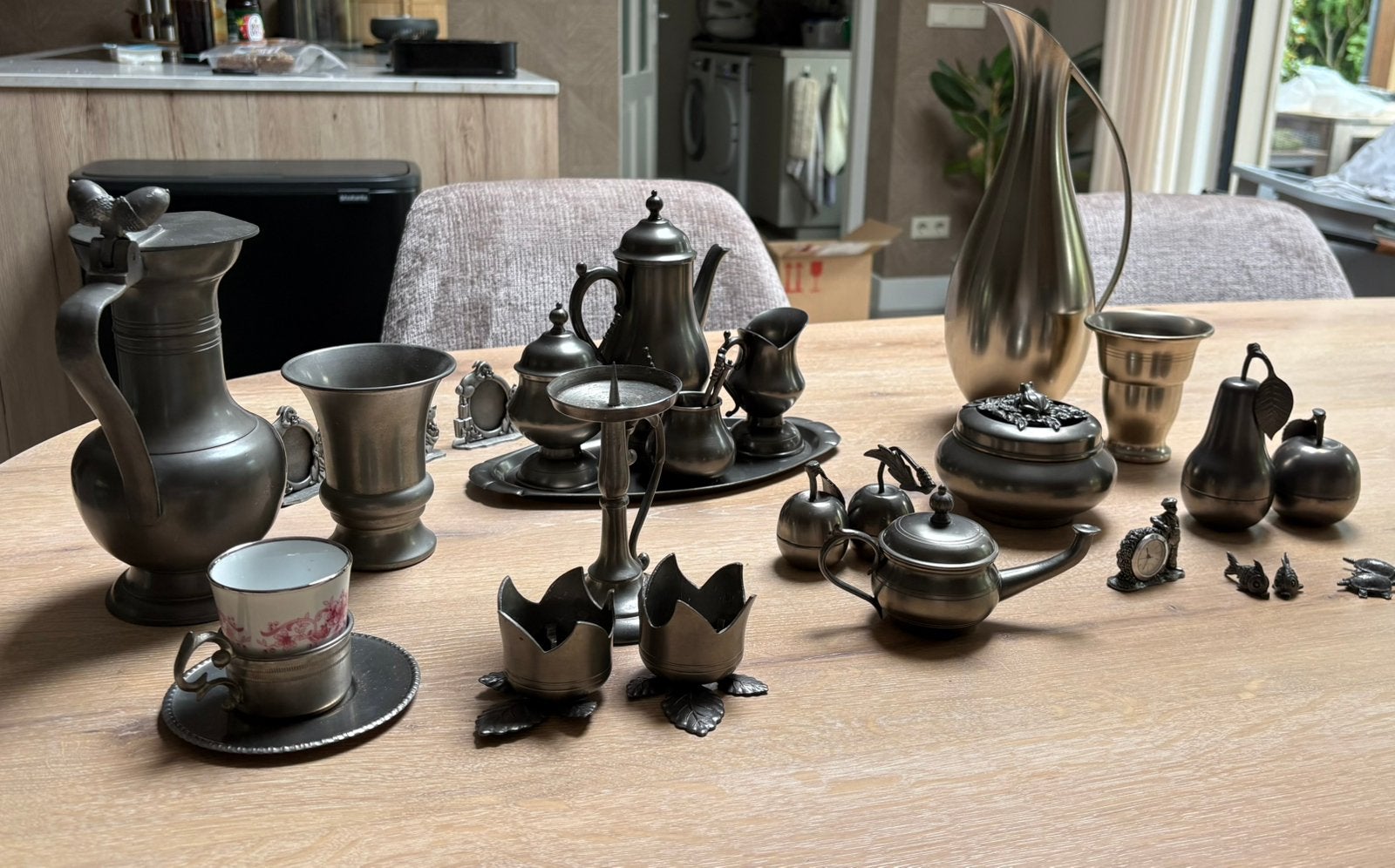 Diverse collectie tinnen voorwerpen - Vintage, Antiek en Kunst, Ophalen of Verzenden