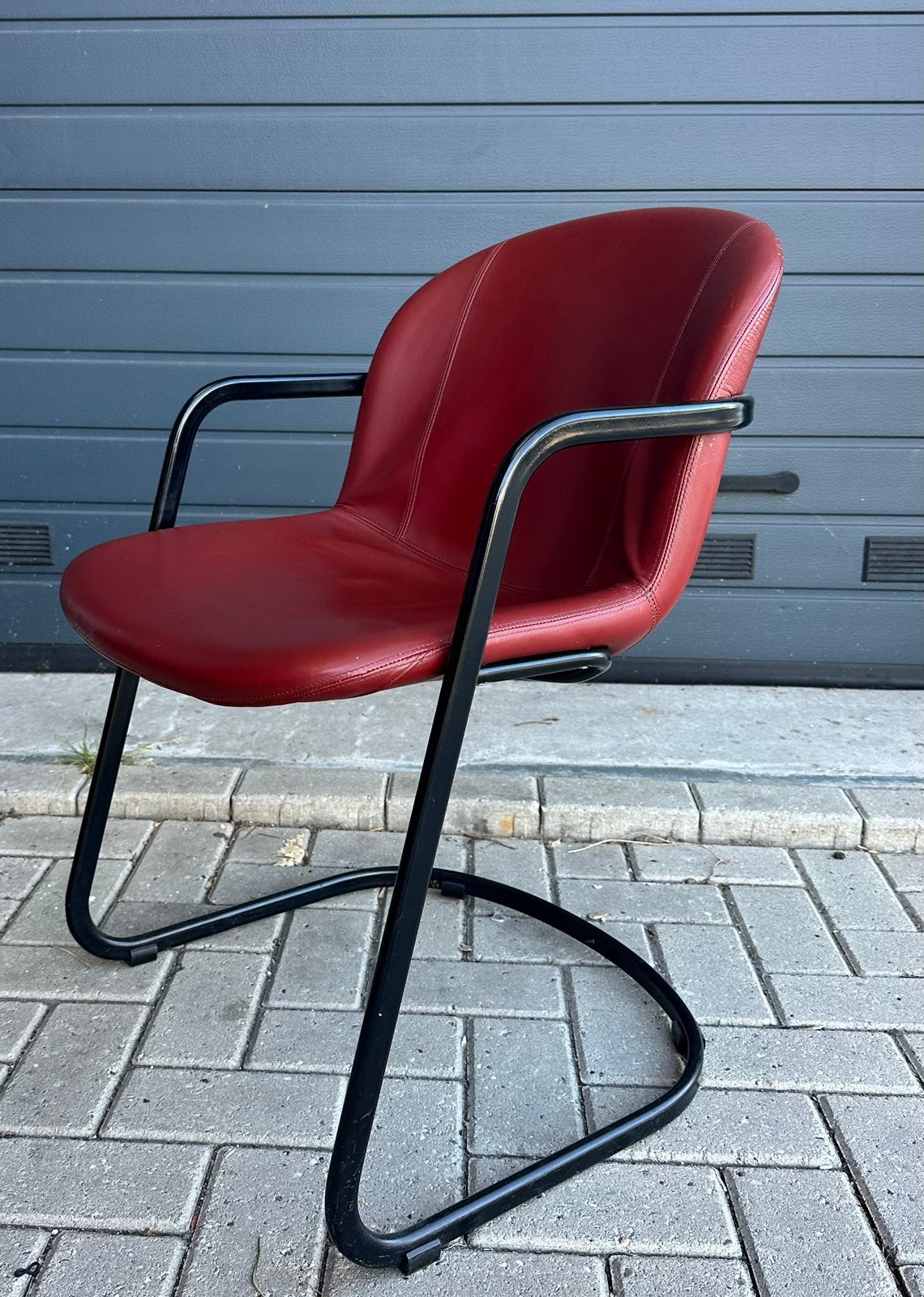 6x Gastone Rinaldi design eetkamerstoelen, Ophalen, Gebruikt, Zwart, Leer