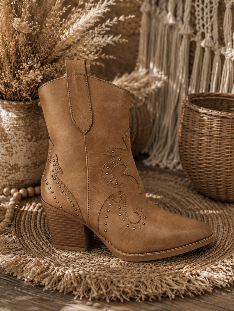 Korte boho cowboylaars Nieuw Maat 37, Bruin, Lage of Enkellaarzen, Nieuw, Ophalen of Verzenden