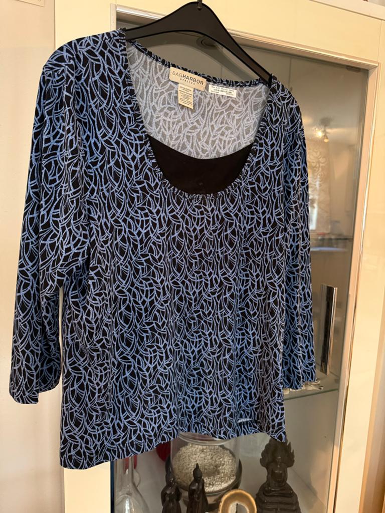 Sag Harbor Stretch Top met 3/4 mouwen en print, Kleding | Dames, Tops, Maat 38/40 (M), Blauw, Ophalen of Verzenden, Zo goed als nieuw