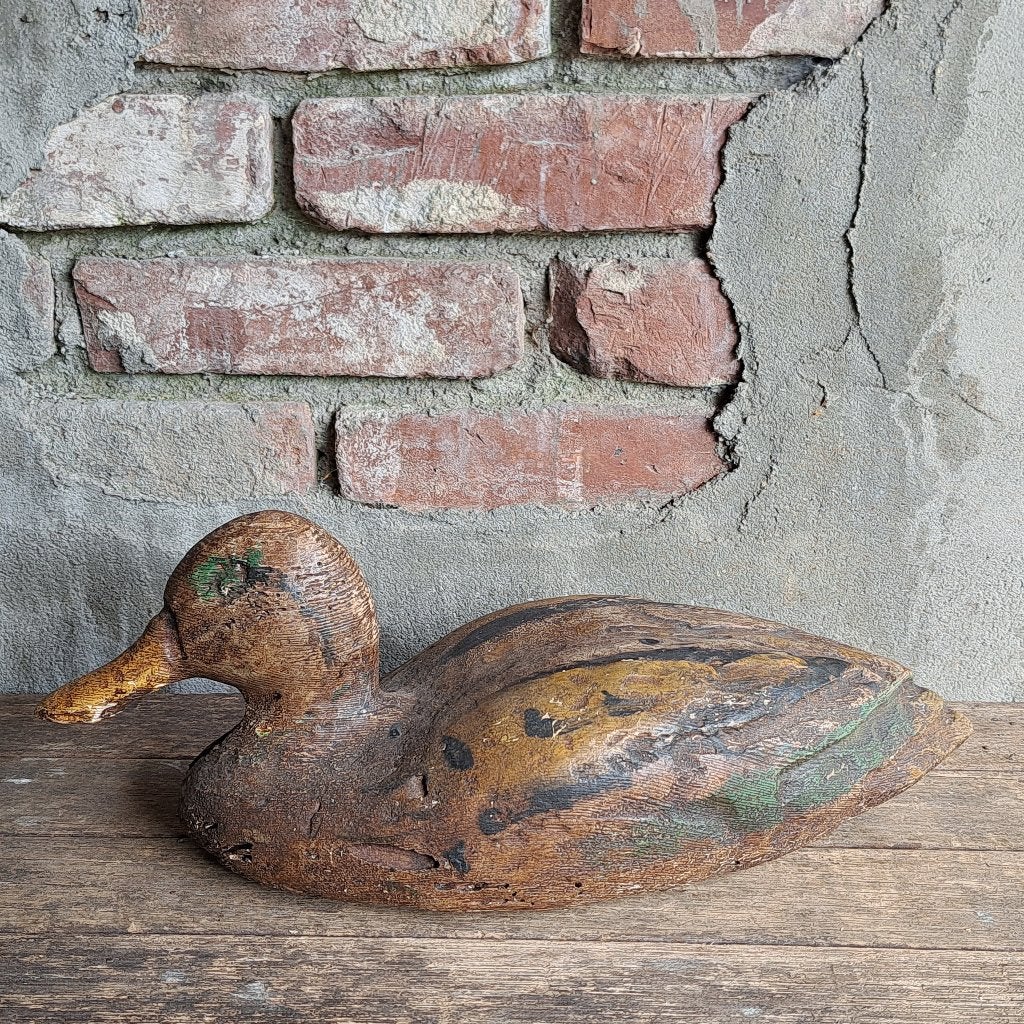 Oude antieke brocante houten lokeend eend vogel *Etage3*, Gebruikt, ., Ophalen of Verzenden, .