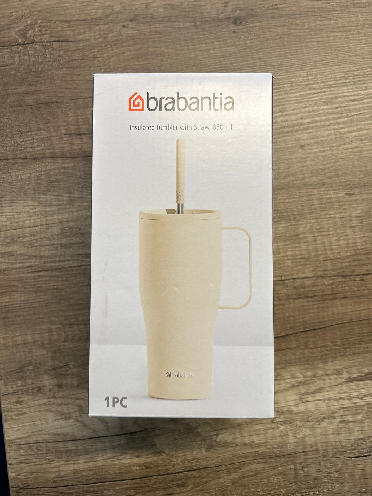 Brabantia Geïsoleerde Beker met Rietje - 830 ml, Huis en Inrichting, Keuken | Keukenbenodigdheden, Beige, Overige typen, Nieuw