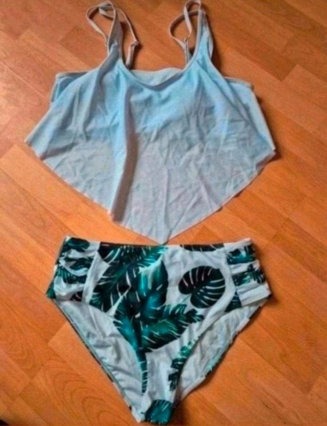 Nieuwe bikini 2XL met trendy bladerprint - Wit/Groen, Kleding | Dames, Ophalen of Verzenden, Nieuw, Wit, Bikini