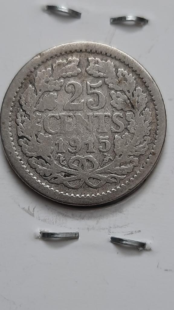 Nederland 25 cents 1915 (Zilver), Postzegels en Munten, Munten | Nederland, Ophalen of Verzenden, Koningin Wilhelmina, 25 cent