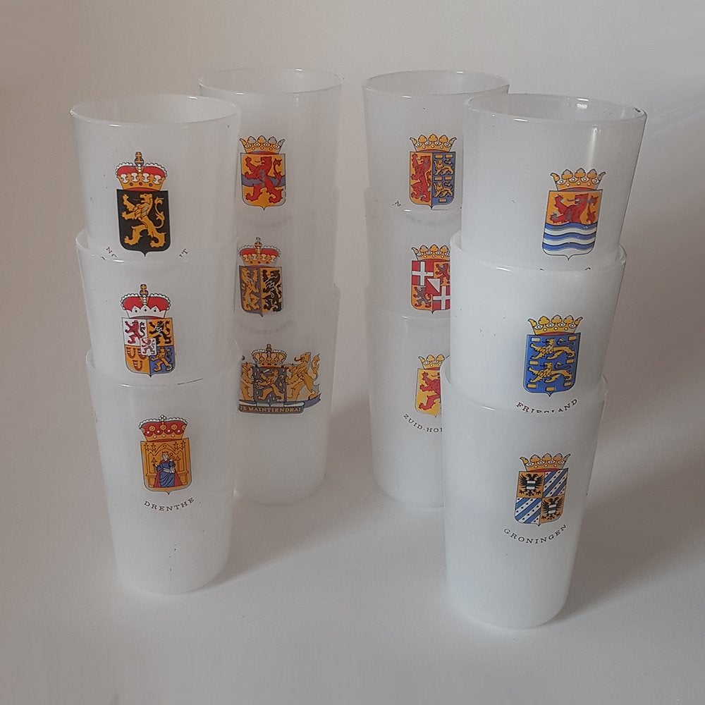glazen met wapenschild van Nederlandse provincies, Gebruikt, -, Bierglas, -