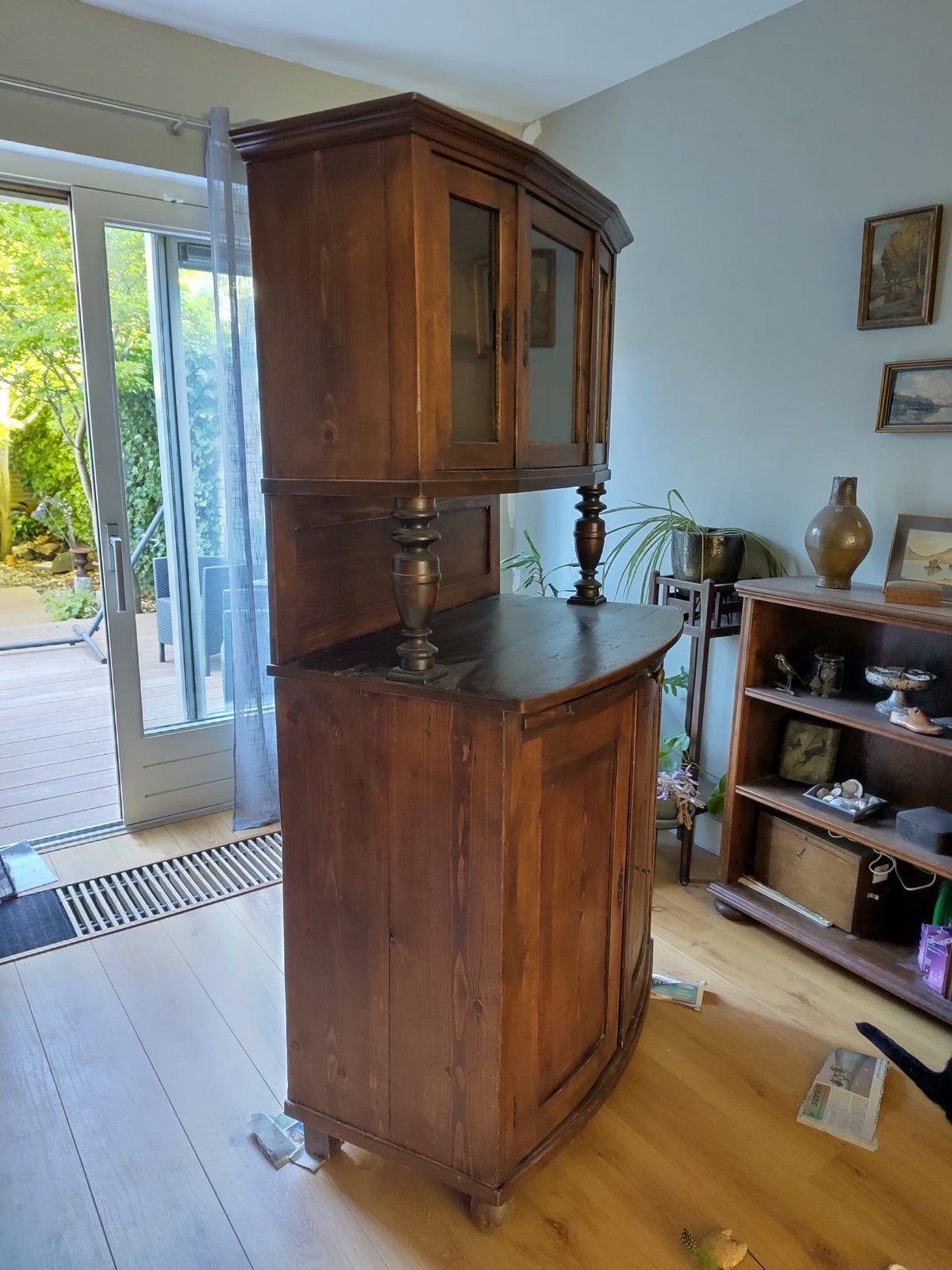 Antieke 2-delige kast - Vitrinekast en dressoir, Antiek en Kunst, Antiek | Meubels | Kasten, Ophalen