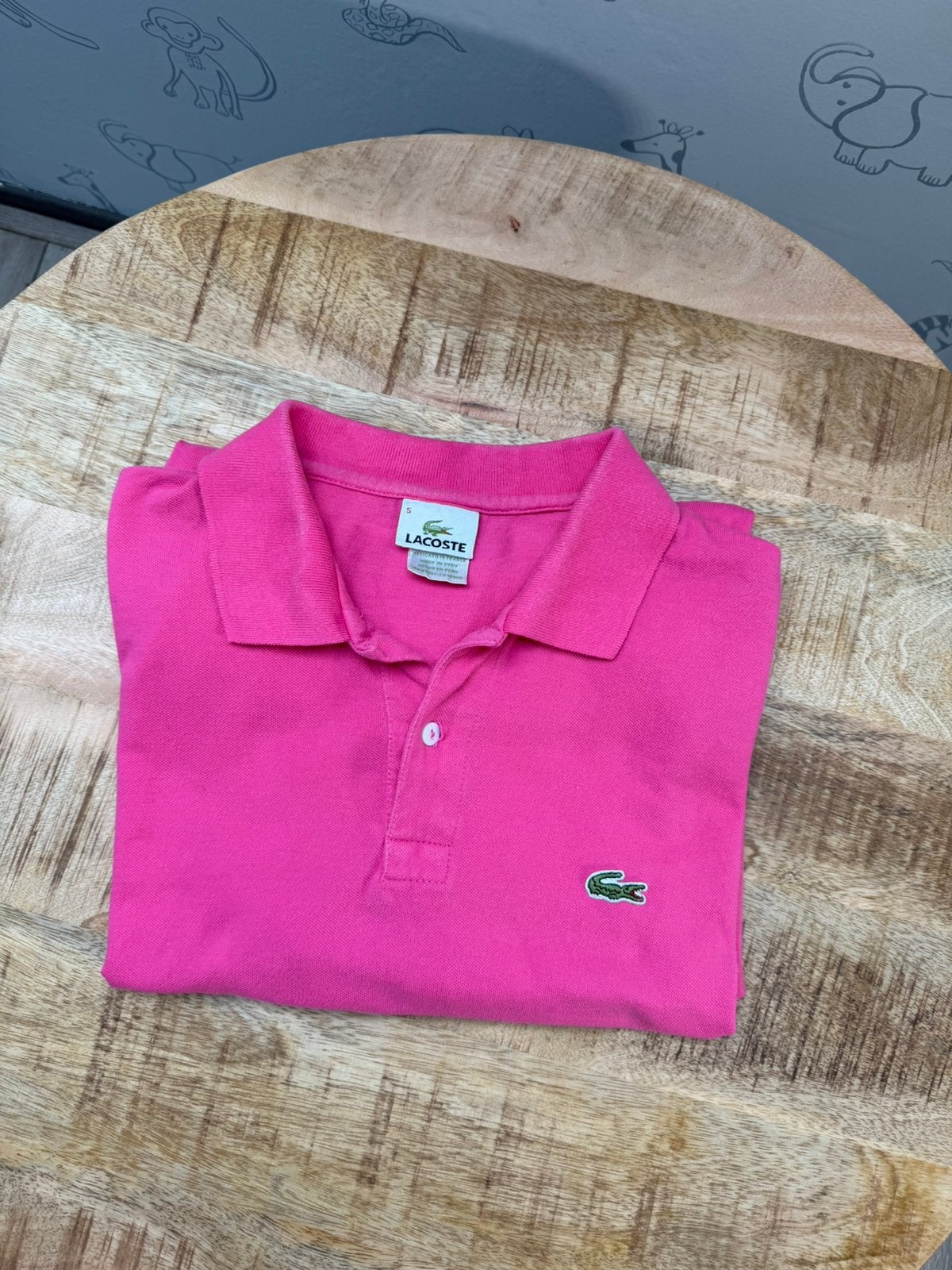 Lacoste Polo Felroze Roze Krokodil Logo Maat 5, Ophalen of Verzenden, Zo goed als nieuw, Maat 52/54 (L), Roze