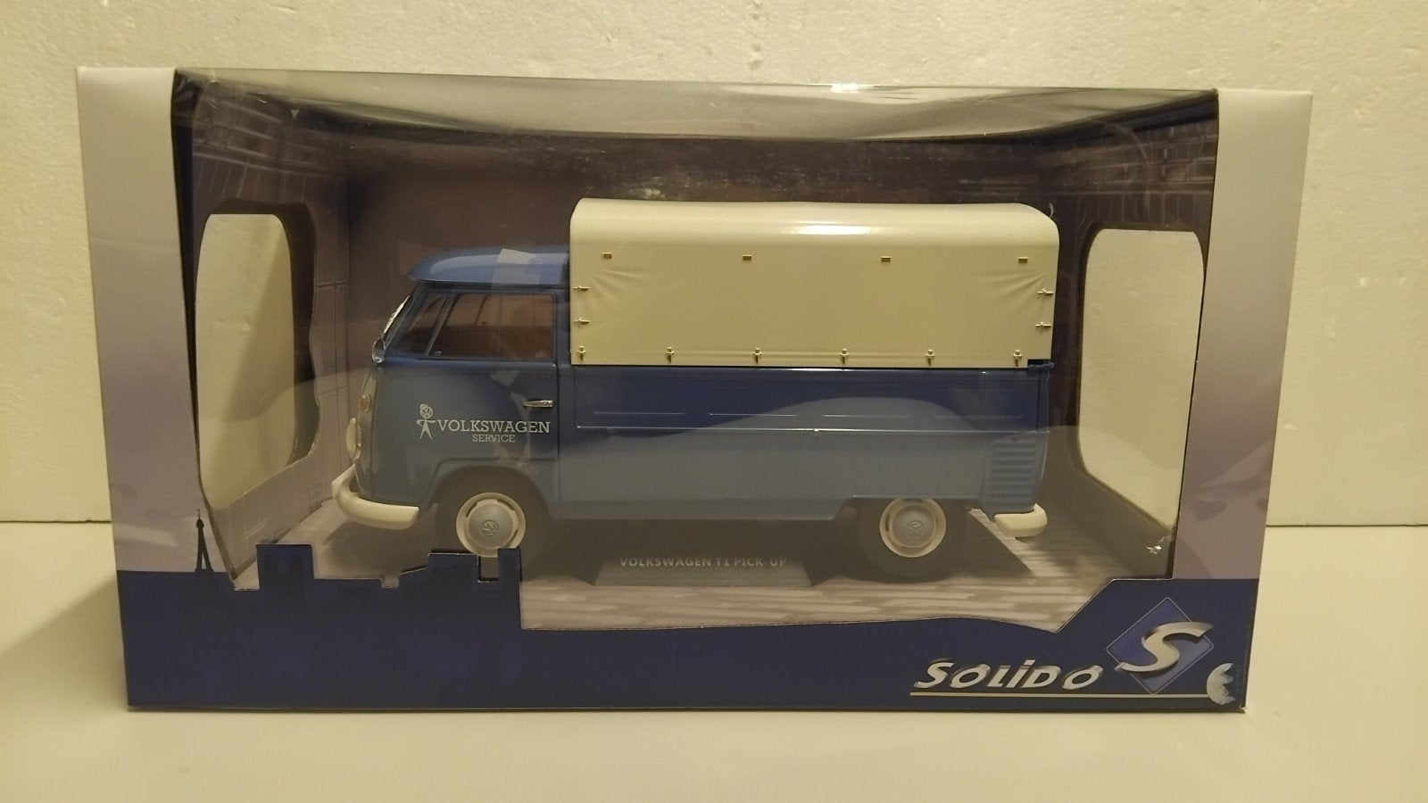 Volkswagen T1 pick up met huif Service Solido metal 1:18 KRD, Hobby en Vrije tijd, Modelauto's | 1:18, Ophalen of Verzenden, Zo goed als nieuw