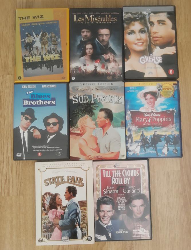 Muziek / Musical FILMS / Grease - The Wiz - Les Miserables, Alle leeftijden, Ophalen of Verzenden, Zo goed als nieuw