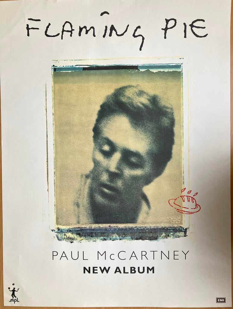 Paul McCartney promotie poster- Flaming Pie, Ophalen of Verzenden, Zo goed als nieuw, Poster, Artwork of Schilderij