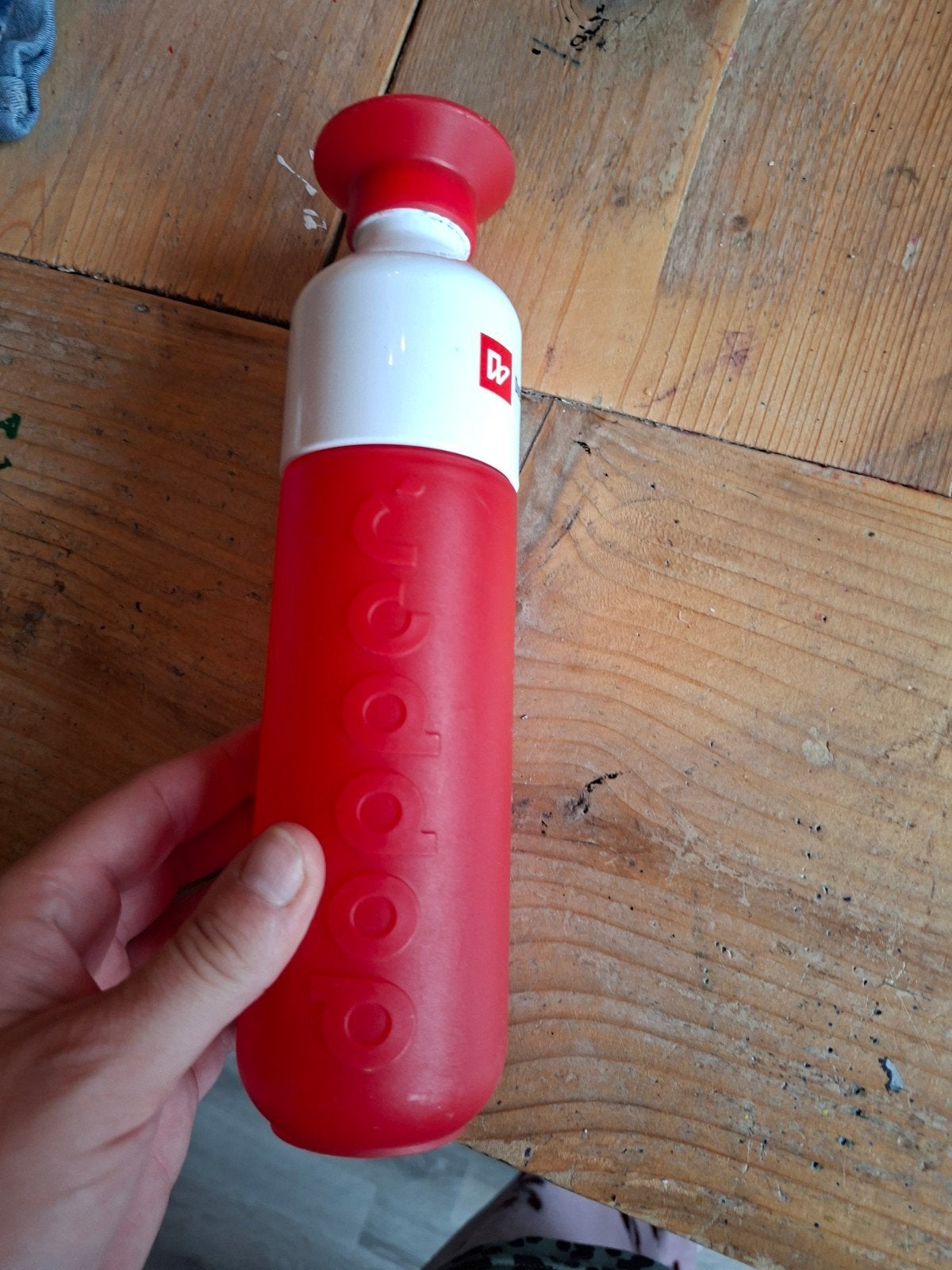 Dopper waterfles rood/wit - Zo goed als nieuw, Overige typen, Kunststof, Ophalen of Verzenden, Zo goed als nieuw