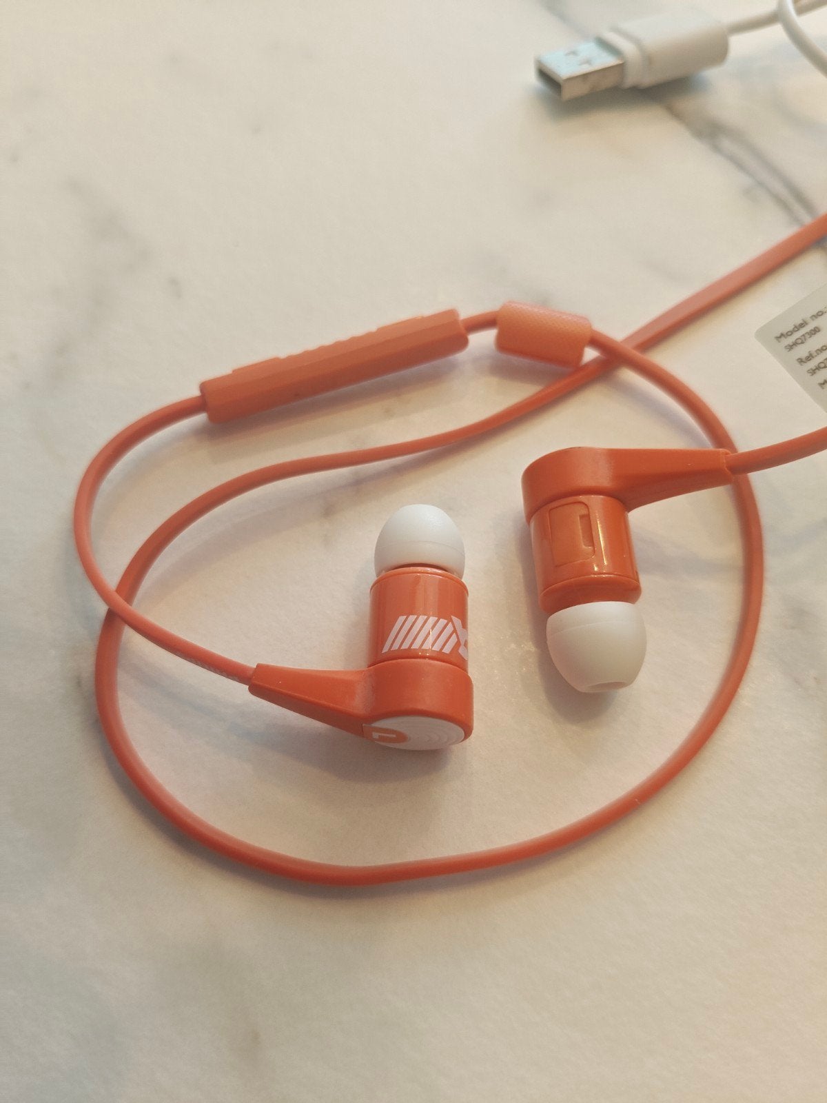 Philips SHQ7300 bluetooth in-ear headset (2x compleet), Oranje, Bluetooth, Ophalen of Verzenden, Zo goed als nieuw