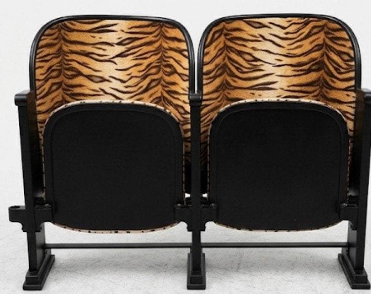 Vintage dubbele stoel - bioscoop/theaterstijl, Ophalen of Verzenden, Zo goed als nieuw, Bruin, Eén