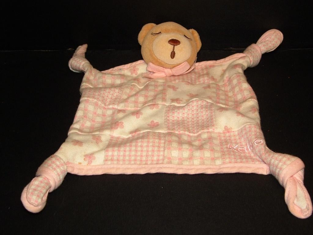 KALOO BEER KNUFFELDOEK TRICOT ROZE/WIT GEBLOKT, Ophalen of Verzenden, Nieuw, Overige typen